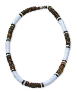 JCP753 שרשרת צ'וקר צדפים משובצת ספורטיבית 6 דגמים בגווני חום ולבן