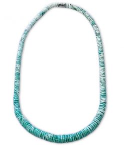 שרשרת צ'וקר טורקיז שטוף בהיר עם דסקיות צדפים אמתיות