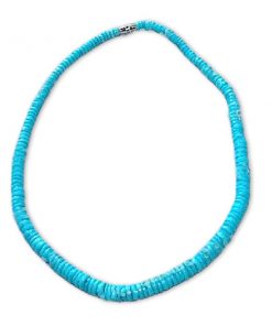 שרשרת צ'וקר טורקיז עז עם דסקיות צדפים אמתיות