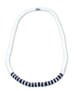 שרשרת צ'וקר דסקיות צדפים לבנה סיומת דסקיות צדפים שחור לבן