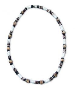 שרשרת צ'וקר משולבת דסקיות צדפים וצדפי חוף אמתיות