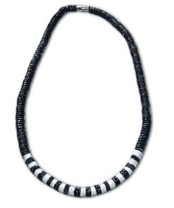שרשרת צ'וקר שחור לבן עם דסקיות צדפים אמתיות
