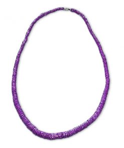 שרשרת צ'וקר סגול כהה עם דסקיות צדפים אמתיות