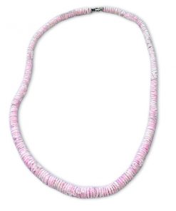 שרשרת צ'וקר ורוד שטוף עם דסקיות צדפים אמתיות