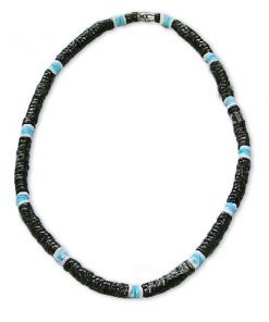 JNL499A שרשרת צ'וקר דסקיות צדפים עם מקטעי צבעים משתנים רקע שחור