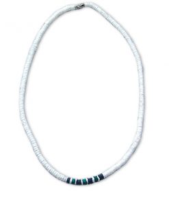 JPHS278 שרשרת צ'וקר דסקיות צדפים לבנות עם סיומת צדפים צבעוניות