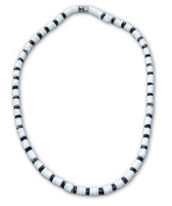 שרשרת צ'וקר צדפים משבצות בגווני שחור לבן