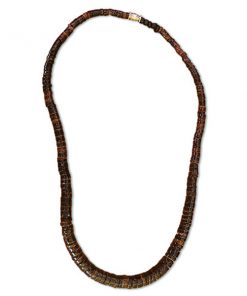 שרשרת צ'וקר חום כהה עם דסקיות צדפים אמתיות
