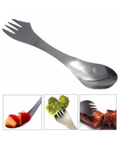 כף אוכל משולבת לשטח וקמפינג מתכת אל חלד