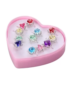 24 טבעות עם קופסת תכשיטים לילדות ניתנות להתאמה כל טבעת שונה מהשנייה