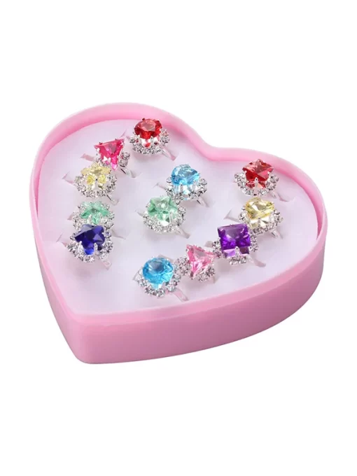24 טבעות עם קופסת תכשיטים לילדות ניתנות להתאמה כל טבעת שונה מהשנייה