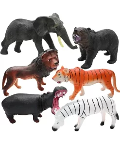 6 יחידות צעצועי דמויות חיות ספארי ג'מבו מציאותיים גדולים