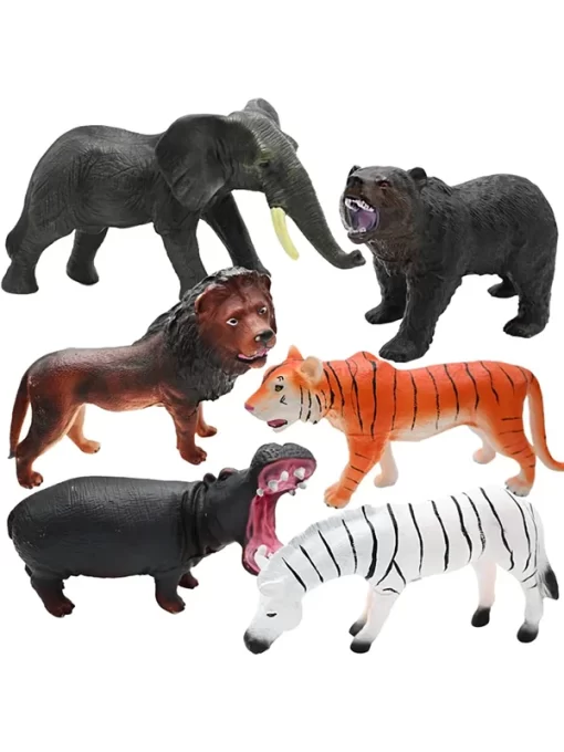 6 יחידות צעצועי דמויות חיות ספארי ג'מבו מציאותיים גדולים