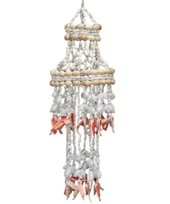 שנדליר אהיל מצדפים עבודת יד דגם נוצה אדומה