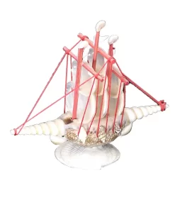 בובה ספינת מפרש מצדפים 3 תרנים בעבודת יד