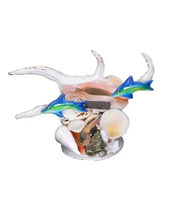 קישוט צדף 4 אצבעות עם בסיס צדפים בעבודת יד