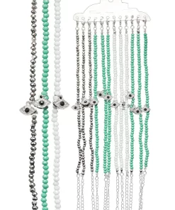 צמידים לקרסול הרגל חרוזים ב-3 צבעים עם תליון עין הרע