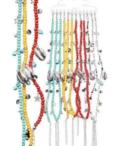 צמידים לקרסול הרגל חרוזים ב-4 גוונים עם צדף ועין הרע