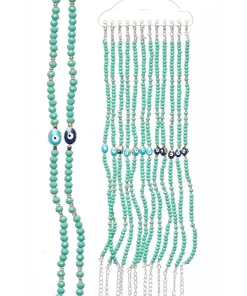 צמידים לקרסול הרגל חרוזים בצבע טורקיז עם עין הרע