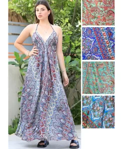 שמלת חוף אוורירית מחשוף גב עמוק צביעת בטיק לנשים