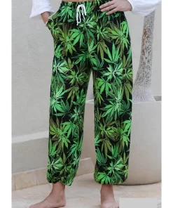 מכנס חוף אוורירי ארוך פרחוניים לנשים